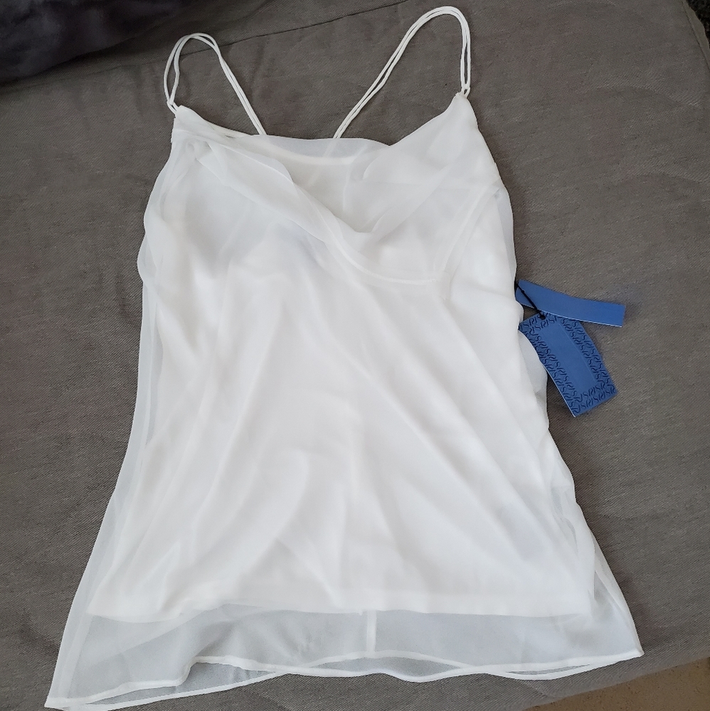NWT White Sheer Vera Wang Tank - M